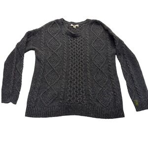 Treasure & Bond Sweater Womens L Gray Cable Knit Pullover Donegal Fleck Crewneck